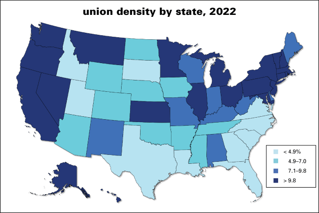 Union density map 2022